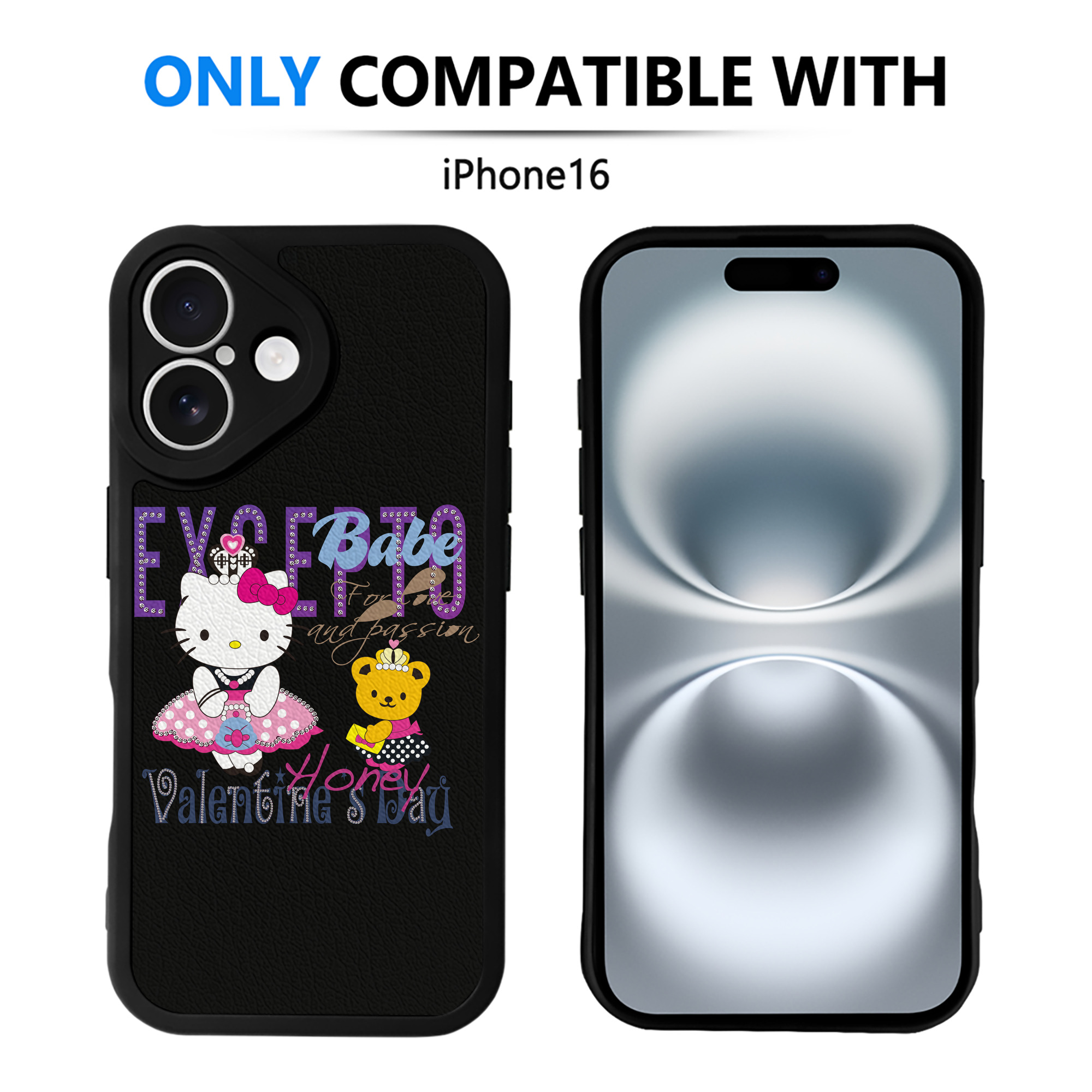 （画像用） Hello Kitty ハローキティ 【iPhone 16シリーズ対応】シリコンスマホケース（レザー調） 材質：シリコン